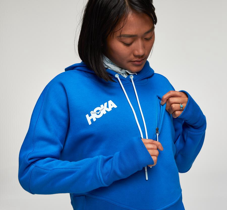 Sweat À Capuche Hoka One One Performance Femme - Bleu - FYS-531820